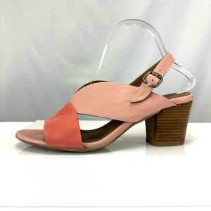 Bueno Chloe coral leather sandals Womens Size 40 buttery soft leather block heel